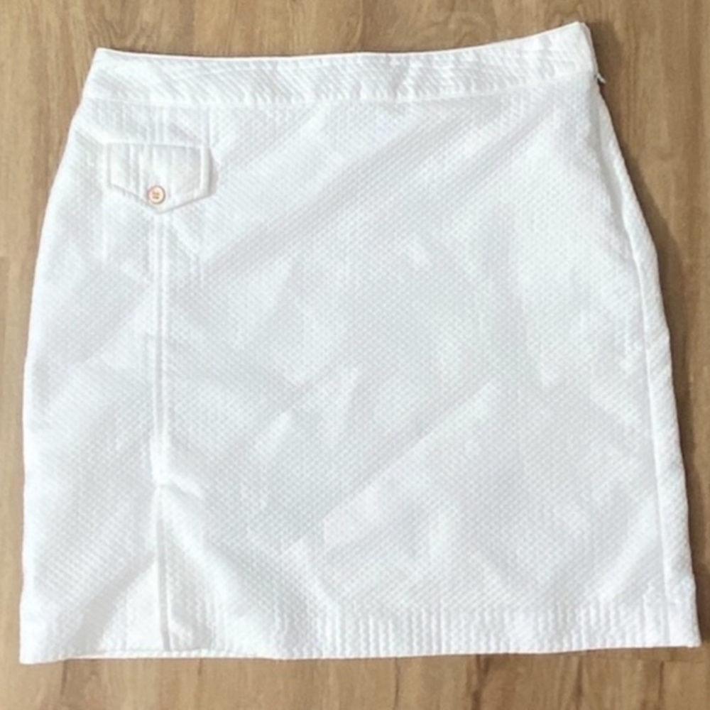 J. McLaughlin White Skirt Sz. 10 Jacquard Cotton EUC with Pocket